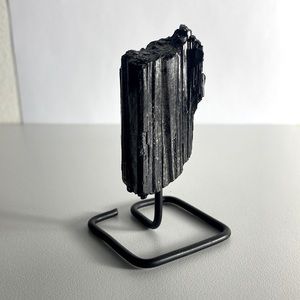 Black Tourmaline Rough Raw Natural Quartz Crystal Gem Specimen Display Stand